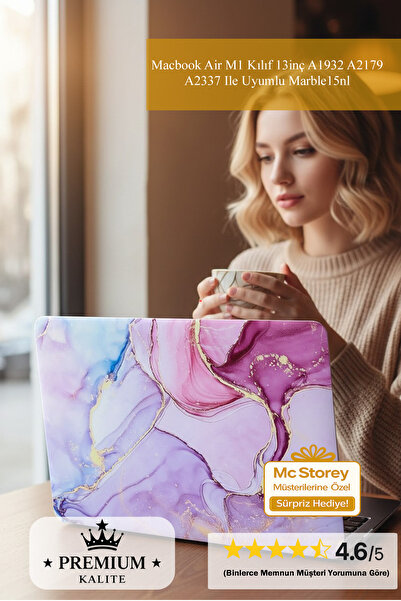 Mcstorey Macbook Air M1 Kılıf 13inç A1932 A2179 A2337 Ile Uyumlu Marble15nl