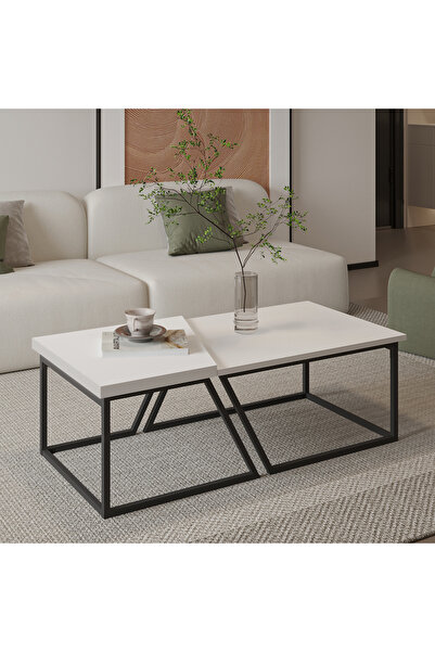 İNARCH DİZAYN Verona İkili Orta Sehpa – Modern Tasarım Metal Ayaklı Sehpa Set...