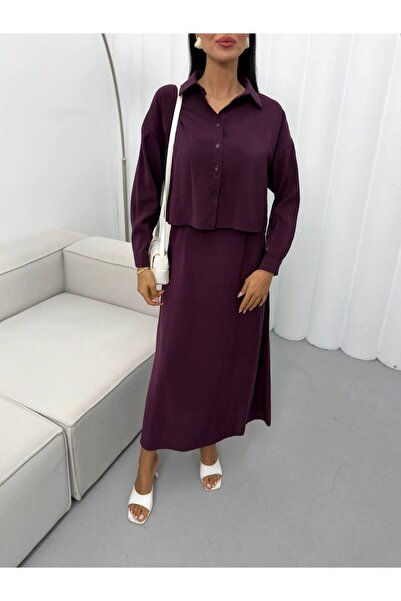 ParlaMira Set rochie-cămașă prune pentru femei