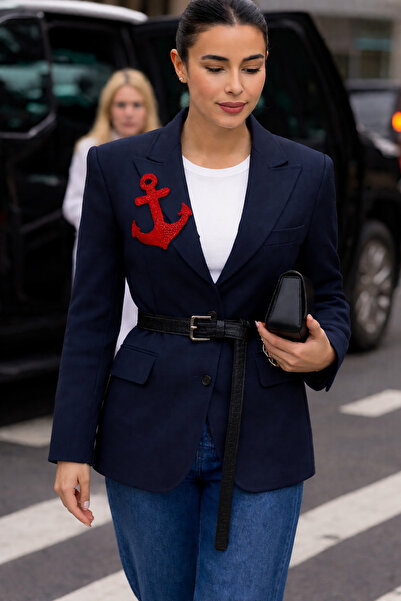 GZ Design Çapa Motifli Lacivert Blazer Ceket