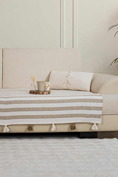 Lux Touch Κάλυμμα καναπέ Liva Pompom Brown Colored - 115x200 cm Πολυθρόνα καν...