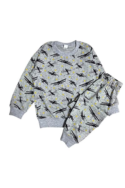 Fil Kids Σετ πιτζάμες για αγόρια, βαμβακερό, γκρι χρώμα, με σχέδιο αεροπλάνου...