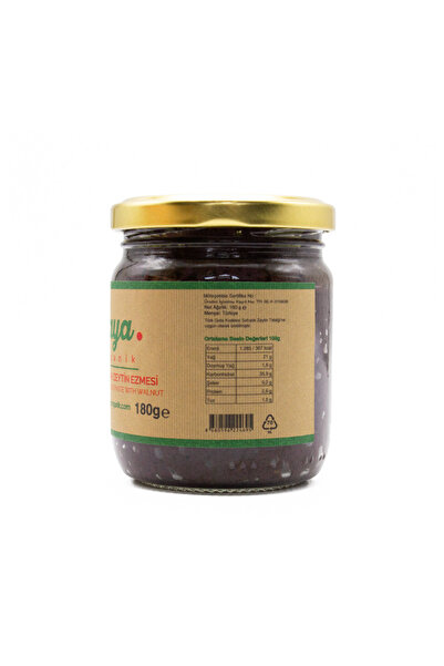 Raya Organik Organik Cevizli Siyah Zeytin Ezmesi – 180 g Katkısız Doğal Kahvaltılık Cam Kavanoz