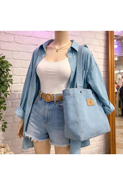 NARRATİVA Women's Blue Denim Bag Shoulder Bag