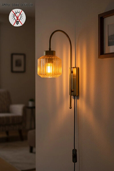 Bamyum Jerno Honey Color Glass E27 Modern Single Wall Sconce with Plug