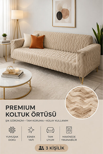 coverbox Μαλακό κάλυμμα καναπέ Welsoft ελαστικό για 3 άτομα Αντιολισθητικό ελ...