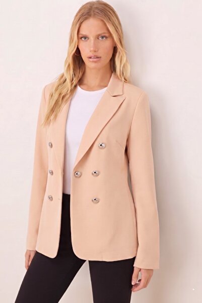 armonika Γυναικείο μπουφάν με κουμπιά σε ανοιχτό μπεζ χρώμα ARM-20K001151