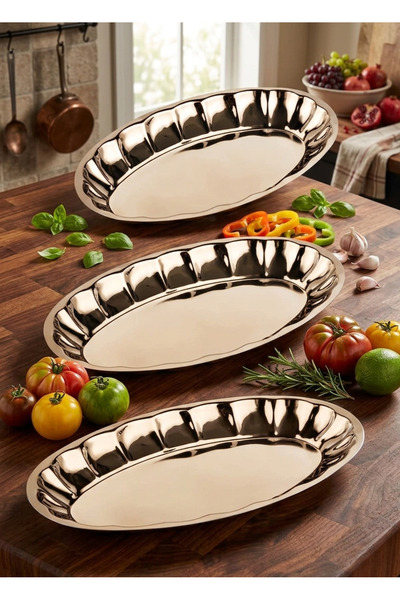 KT HOME Dilimi Kayık Tabak Seti 3 Boy Salata Tabağı Kebap Tabağı Servis Tabak...
