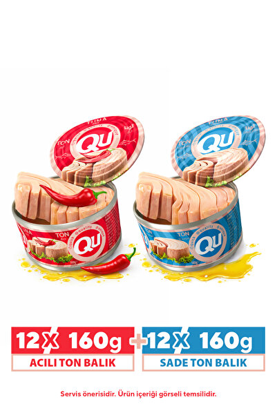 QU Acılı ve Sade Ton Balığı 24X160GR