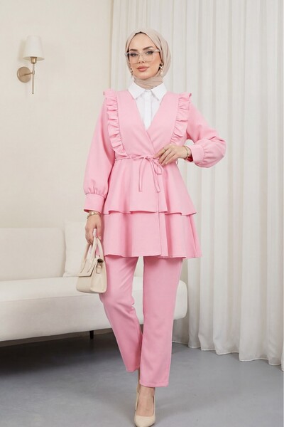 Modamorfo Σετ κιμονό με βολάν μπροστά, φούστα με κορδόνια και παντελόνι με στ...