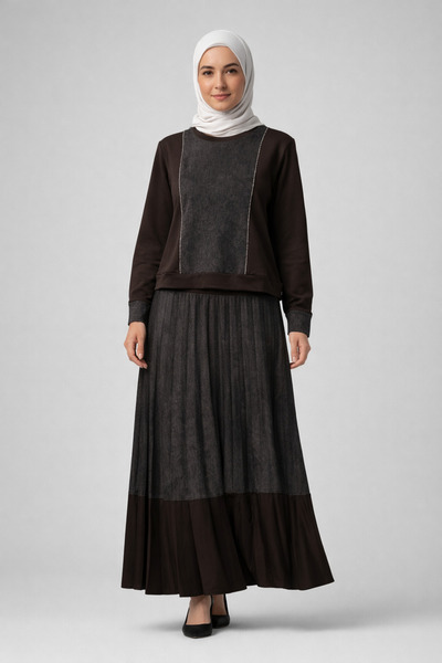 Mutlu City Γυναικεία μπλούζα και φούστα μεσήλικας 4121