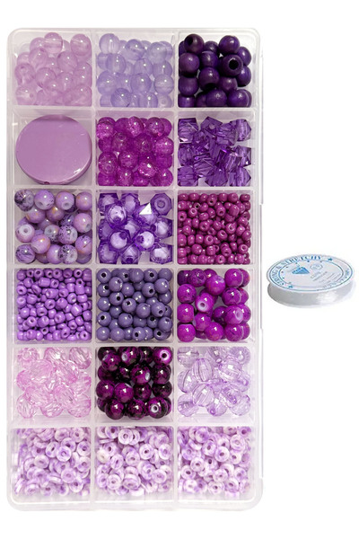 By MO Accessories Κιτ χόμπι κατασκευής κοσμημάτων με μωβ Fimo γυάλινες ξύλινε...