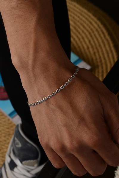 Ricco Jewellery 925 Ayar Gümüş Old Money İtalyan Oksitli Barlı Forse Bileklik