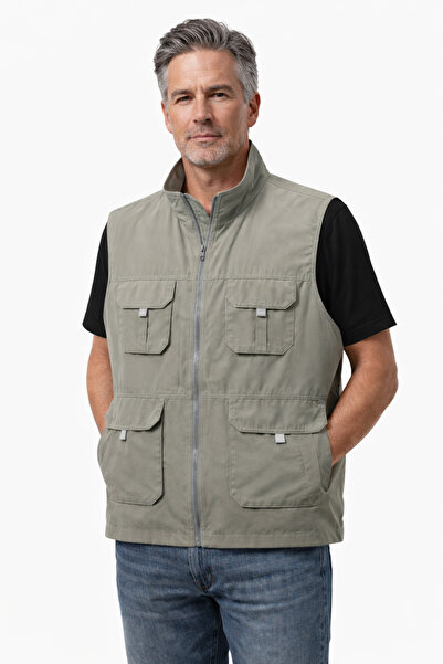 Mutlu City Ανδρικό υφασμάτινο γιλέκο κυνηγιού με πολλές τσέπες 2034