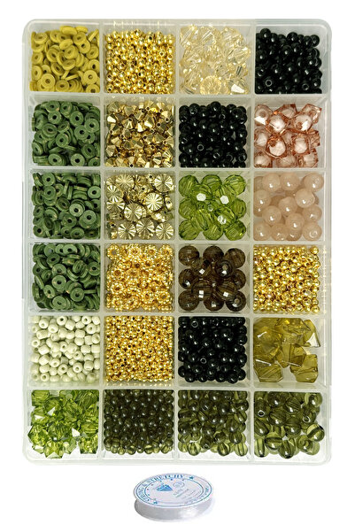 By MO Accessories Σετ κατασκευής κοσμημάτων Hobby με 24 θέσεις με πράσινες κα...