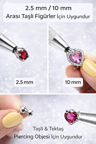 Sacce Scarves&Accessories Paslanmaz Çelik Piercing Topu Açma ve Tutma Aparatı | 6.2 cm | Çok Amaçlı Piercing Pense