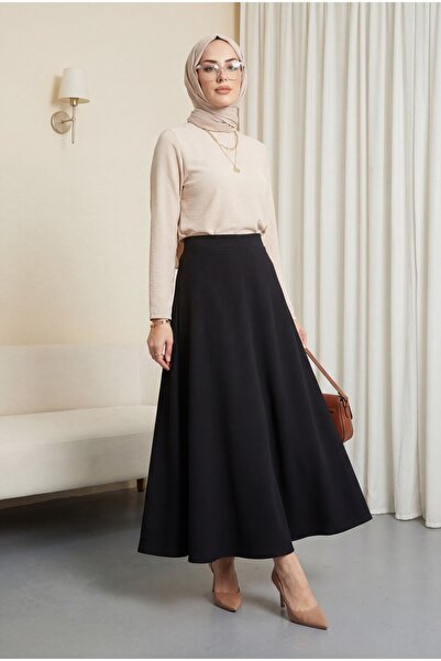 Modamorfo Εισαγόμενο ύφασμα Lycra Crepe Kiloş bell φούστα - μαύρη
