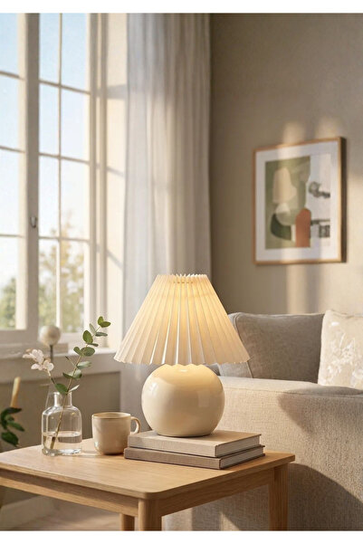 HOMİNG Homing Krem Carpi Pileli Başlık Abajur 241945