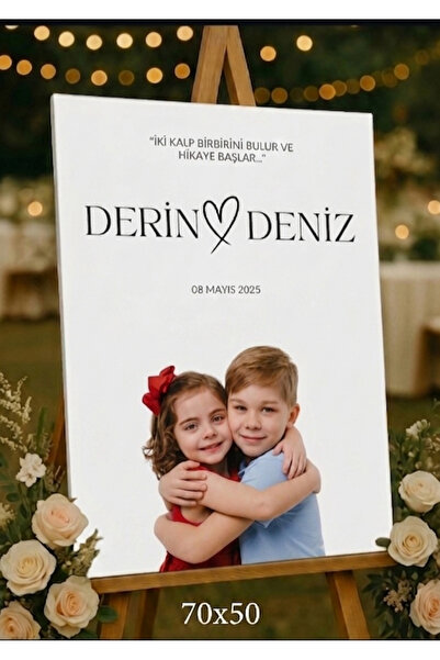 Kişiye Özel Çocukluk Fotoğraflı Karşılama Panosu | Nişan & Düğün Giriş Panosu
