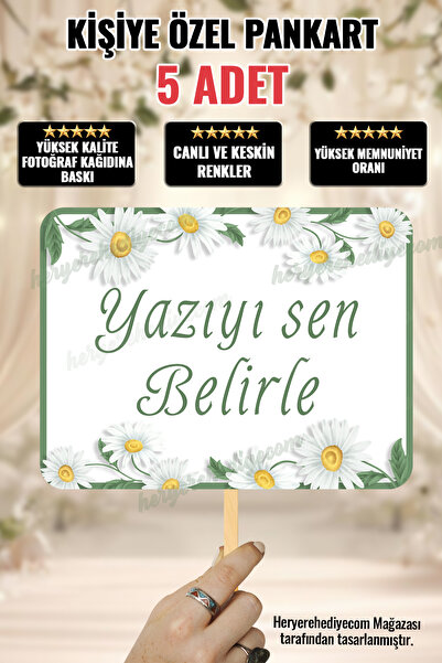 heryerehediye Kişiye Özel Söz Nişan Papatyalı Konuşma Balonu Seti - 5 Adet