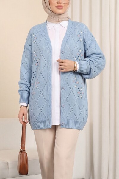 Modamorfo Ζακέτα με ανοιχτόχρωμη φλοράλ κεντημένη κουμπιά