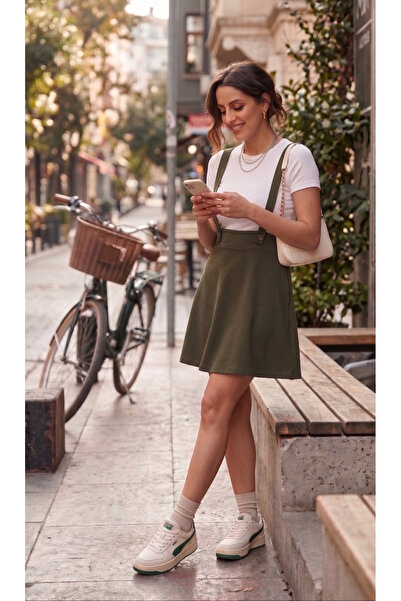 subr Women's Strappy Buttoned Mini Suede Dress