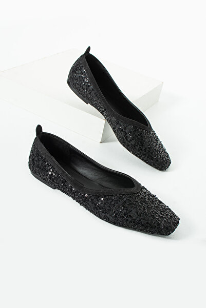 diclepolat Γυναικεία μαύρα παπούτσια μπαλαρίνας με παγιέτες και γκλίτερ, κομψ...