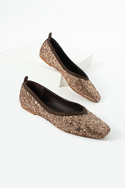 diclepolat Γυναικεία καφέ παπούτσια μπαλαρίνας με πούλιες και γκλίτερ, κομψά,...