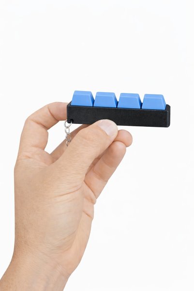 Akıllı Cep Dünyası Blue 4-Piece Keycap Key Keychain – Blue Switch Mechanical Key – Stress Reliever Click Keyboard Keychain