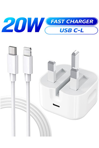 DazzleDeals شاحن آيفون سريع بقوة 20 واط مع كابل USB-C إلى Lightning بطول 1 مت...