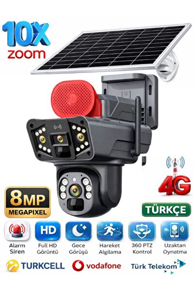 SONREİR RX35 Solar Güvenlik Kamerası Dual Lens 4G Sim Kartlı PTZ Hareketli Ge...