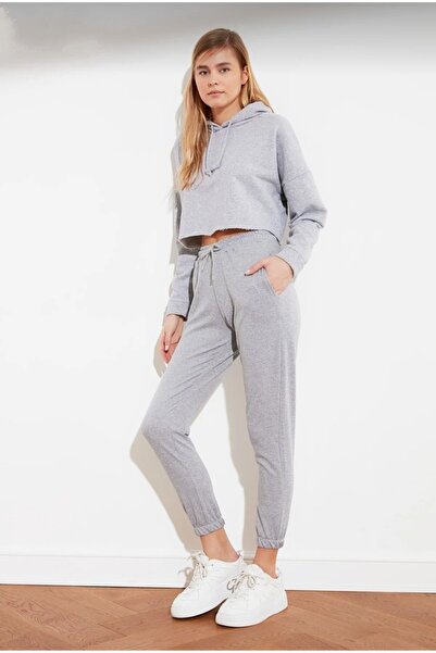 Verivay Γκρι αθλητική φόρμα βαμβακερή και γυναικεία φόρμα με τσέπη