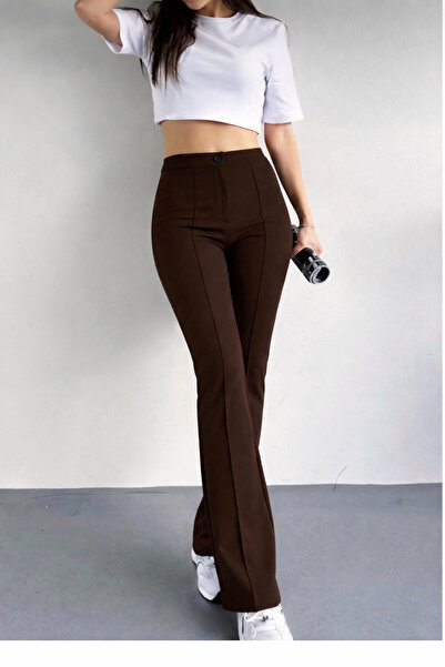 glanour Γυναικείο καφέ παντελόνι ΙΣΠΑΝΙΚΟ PAJAMA με άνετη εφαρμογή, ψηλόμεσο,...