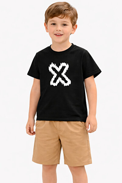 Nazarım Aykir-I Bebe 5-8 Years X Printed Men's Shorts and Top Set