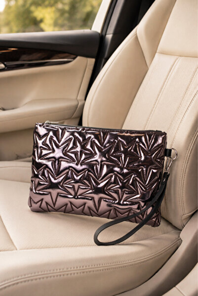 Adelina Bags Τσάντα χειρός με κεντημένο αστέρι, με λουράκι καρπού, με σατέν ε...