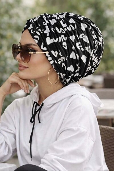 Aişe tesettür Μαύρο και άσπρο μοτίβο αγάπης Με αγκράφα κόκαλα