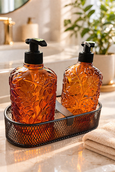 ANGDESİGN Angdesign Venus Glass Liquid Soap Dispenser 2-pack-μεταλλικό μαύρο ...
