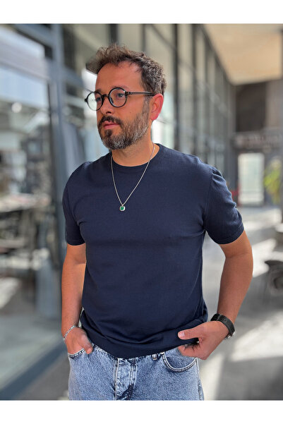 BYBASICMAN Lacivert Basic Triko T-Shirt G-16360
