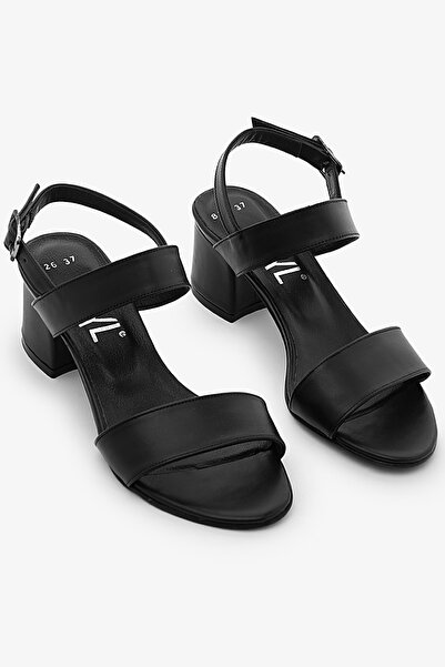 SAYL Μαύρα γνήσια δερμάτινα γυναικεία παπούτσια με τακούνι Σανδάλια Κλασικά π...