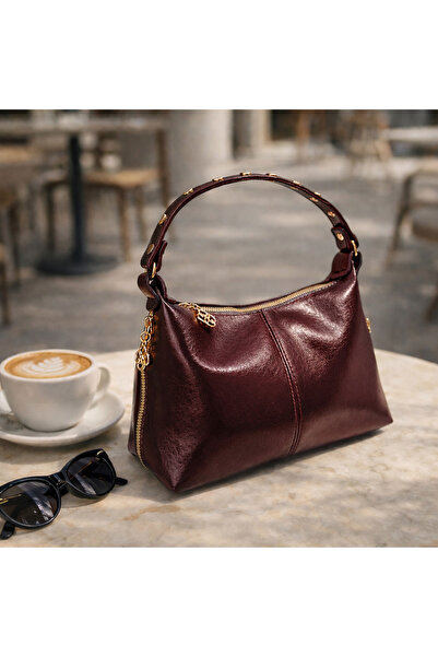 Moda Sekiz Γυναικείο λουστρίνι με διπλό λουράκι και αξεσουάρ με φερμουάρ Τσάν...