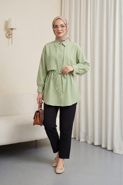 Modamorfo Πουκάμισο με δέσιμο στη μέση, λεπτομέρεια μπολερό και κουμπιά με πέ...