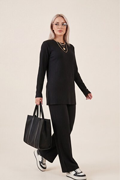 Modamorfo Crew Neck Camisole Set -Black