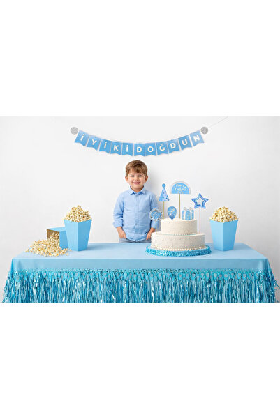 Cadde Süs Στολίδι σετ χαρακτήρων με θέμα το μπισκότο μπλε Happy Birthday