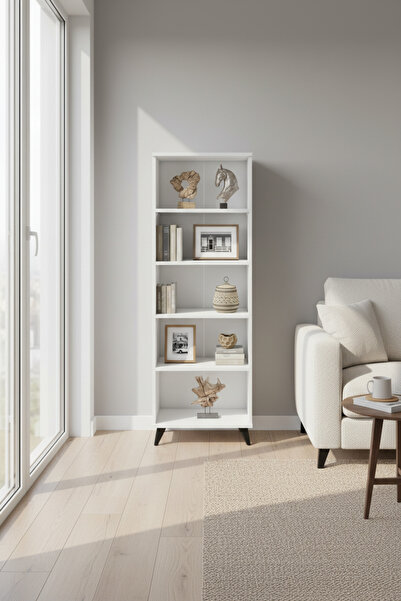 Dienni Simple Kitaplık 5 Raflı 60x30x176 BEYAZ