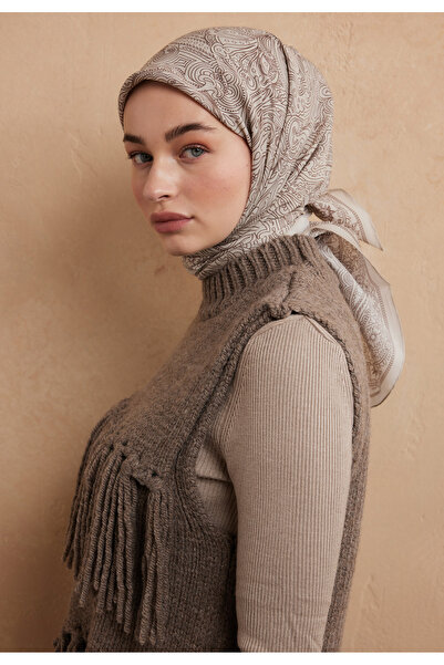 Freshscarfs Μπεζ Βαμβακερό και Μεταξωτό Κασκόλ