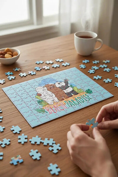 Miniso We Bare Bears Lisanslı 100 Parça Puzzle – Eğitici ve Renkli Çocuk ve Y...