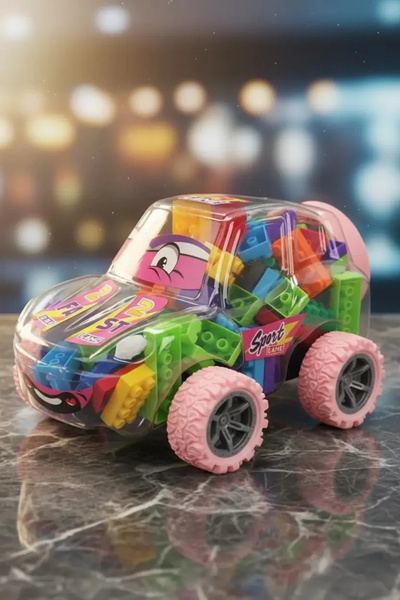 Miniso Lisanslı Büyük Oyun Bloğu Spor Araba – Pembe Temalı Eğitici Set