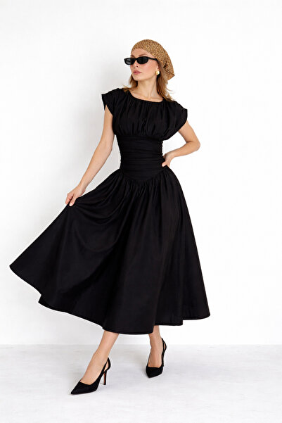 FMN Collection ντραπέ φαρδιά φούστα καμπάνα με σχέδιο με κοντό μανίκι μέσης π...