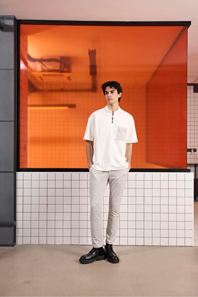 GMG FIRENZE Ανδρικό μπλουζάκι με φερμουάρ με λεπτομέρεια Bomber Collar Flexi ...