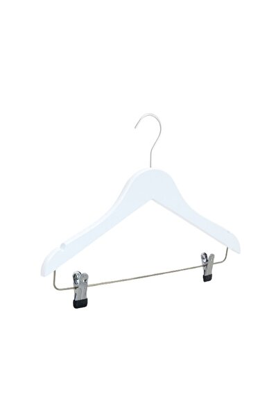 NYN Ξύλινη Κρεμάστρα για Νεανικά Παιδιά 7-14 ετών 34 εκ. με Κλιπ Λευκό Χρώμα ...